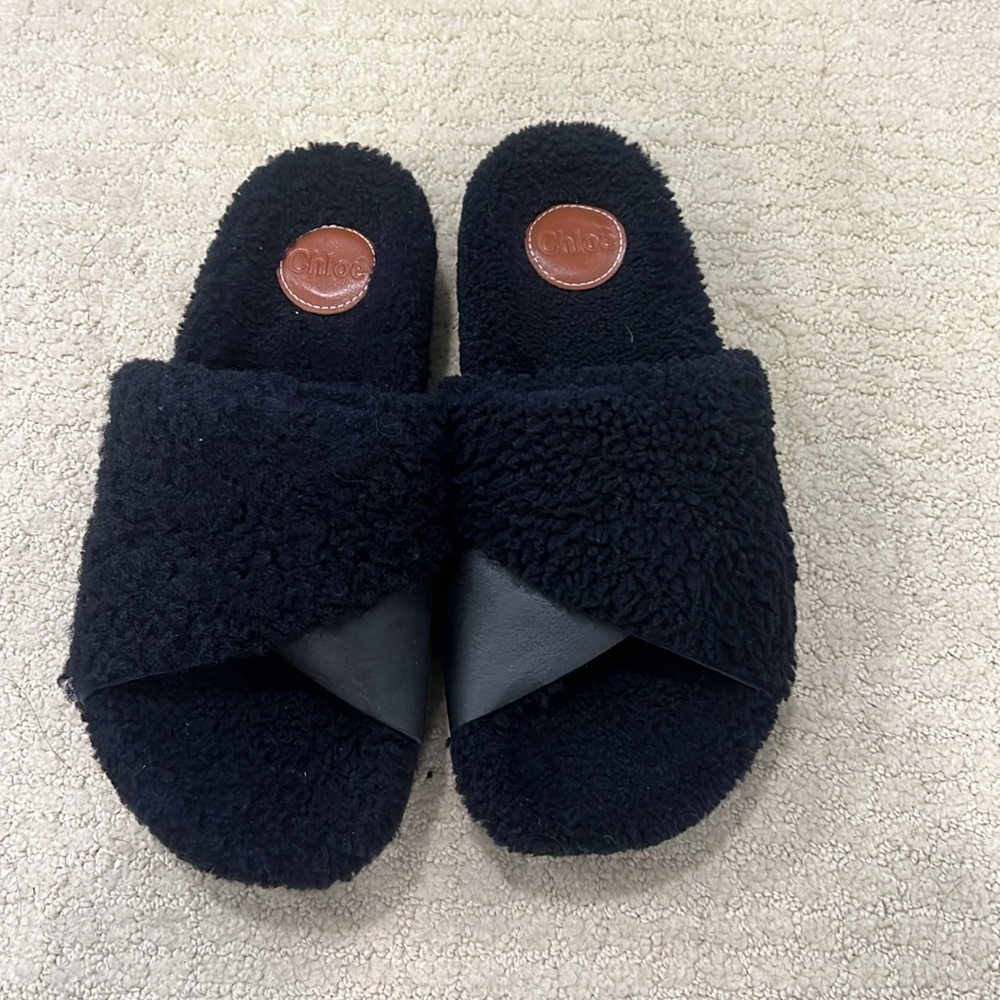 Chloe Wavy Shearling Slides NEW Size 40 - Picture 3 of 7